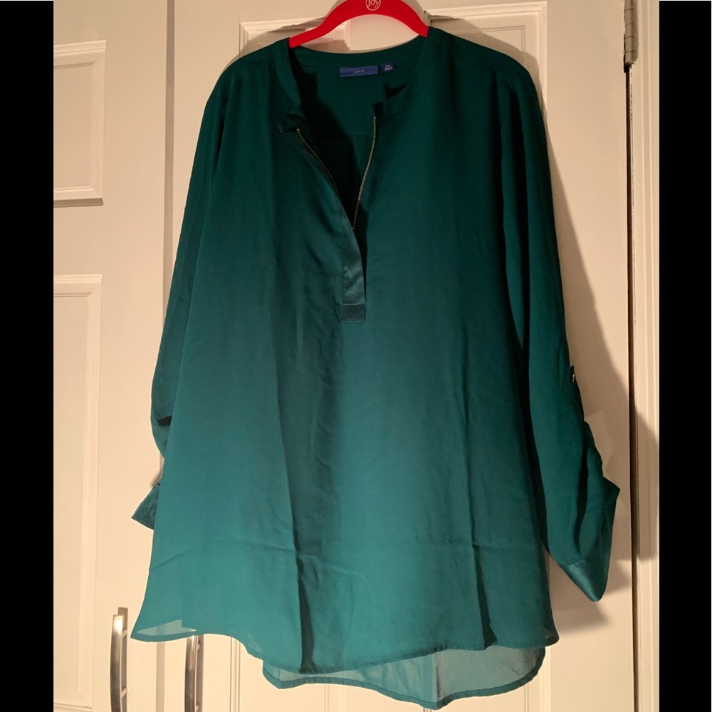 Apt 9 Green Blouse with Zipper detail XXL